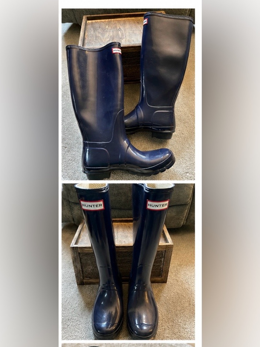 Hunter Original Tall Gloss Rain Boots in Blue (purplish)